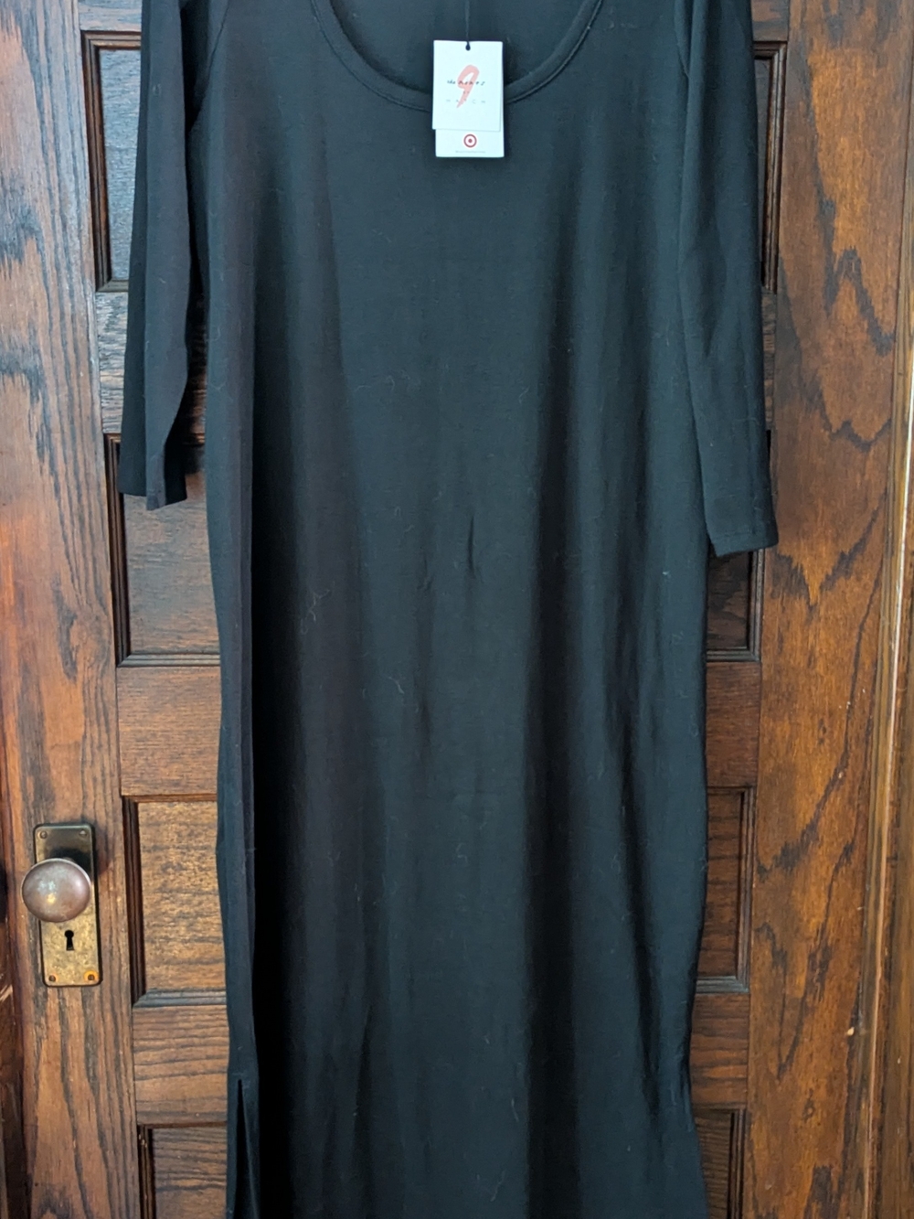Target Black Maxi Ribbed Scoop Neck Dress Three-Quarter Sleeves - Women's XXL